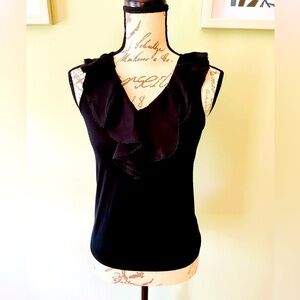 Women’s Elegant Black Sleeveless Ruffle Top Size XXSP